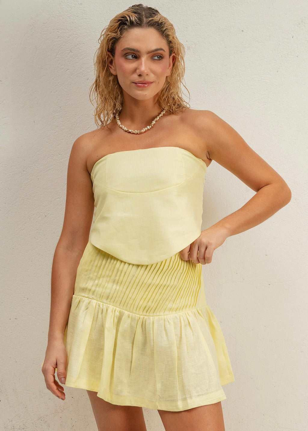 FOLD SKIRT SET - HAPPY YELLOW