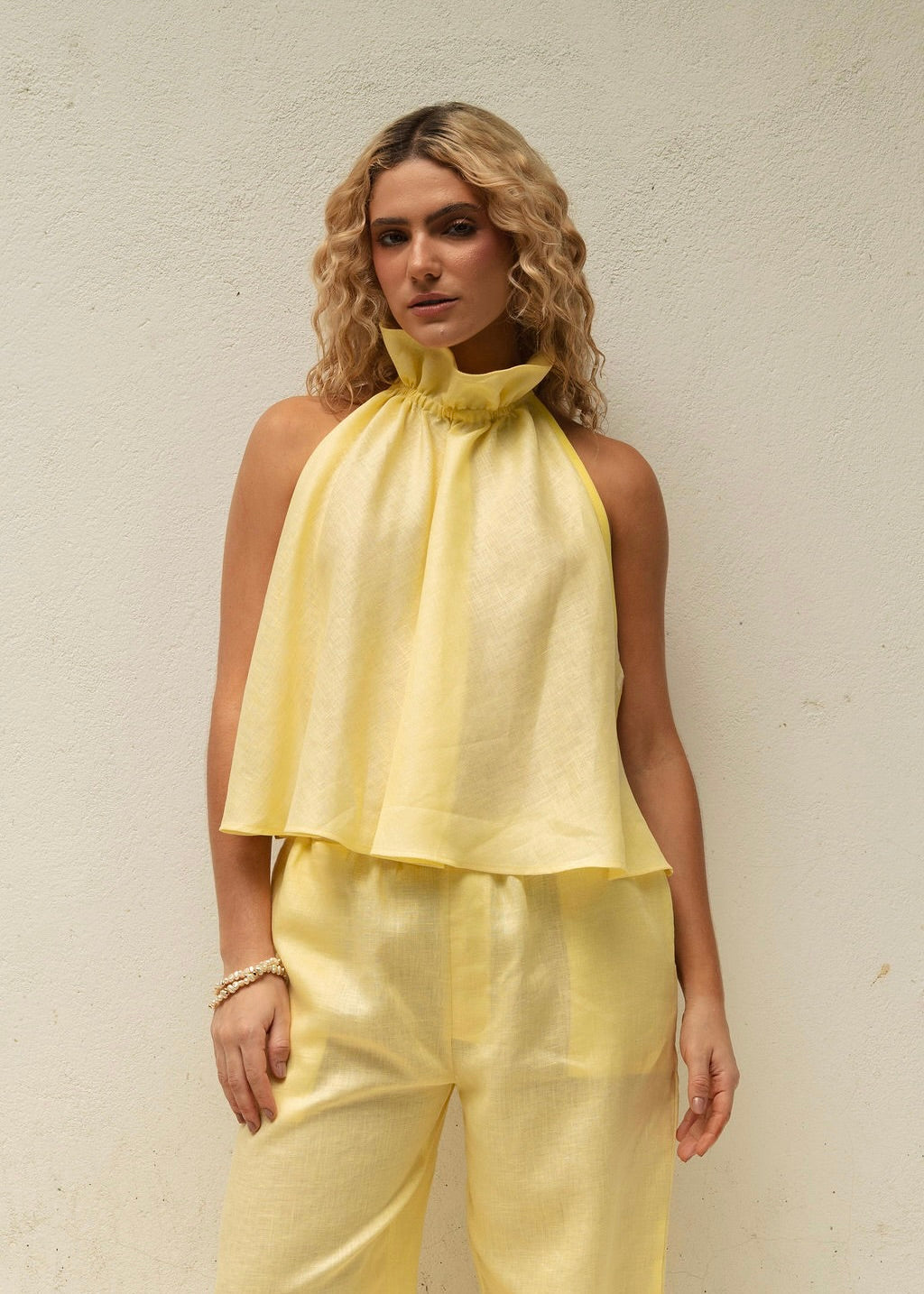 HALTER BACKLESS TOP - HAPPY YELLOW