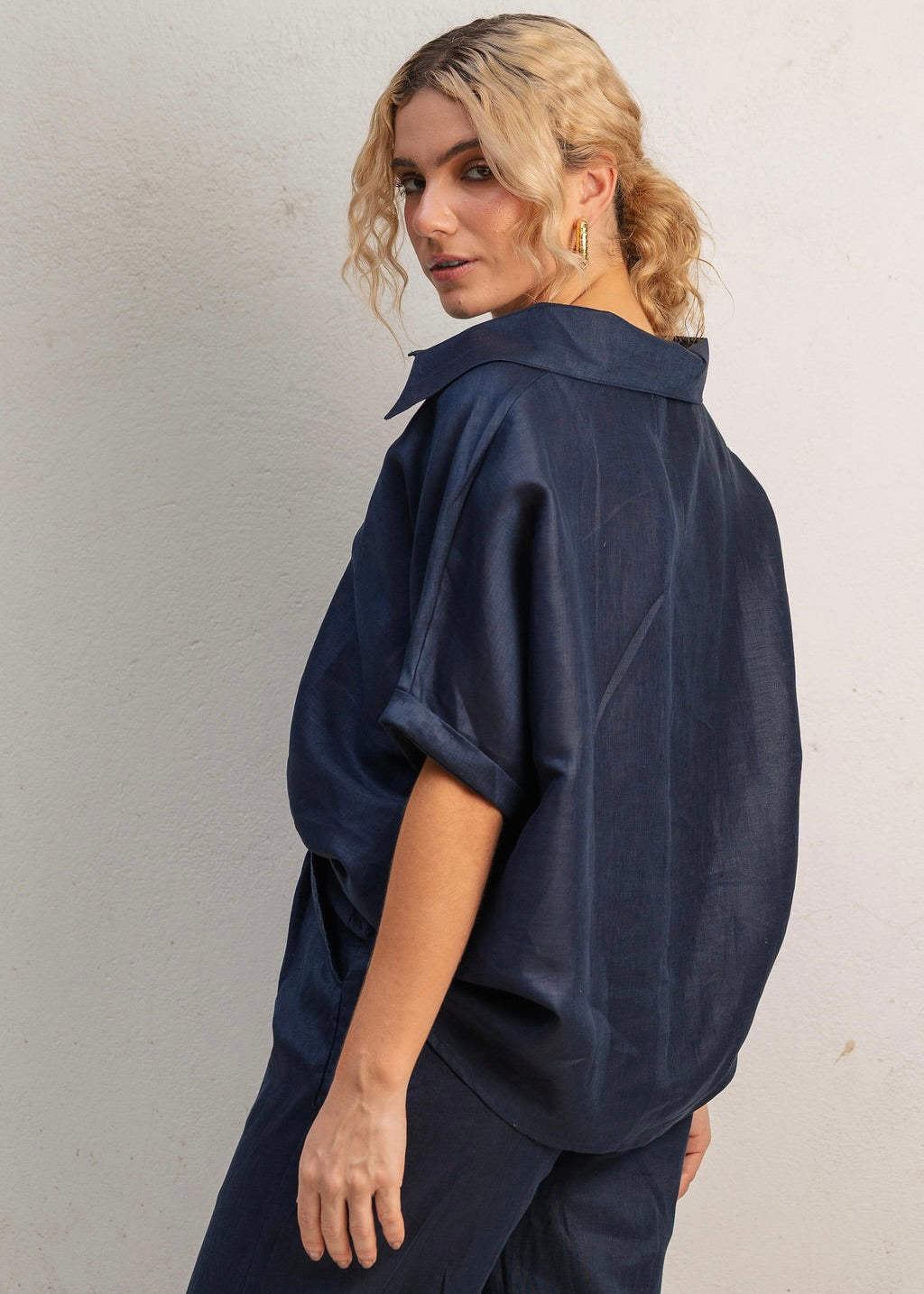 V NECK SHIRT - MIDNIGHT BLUE