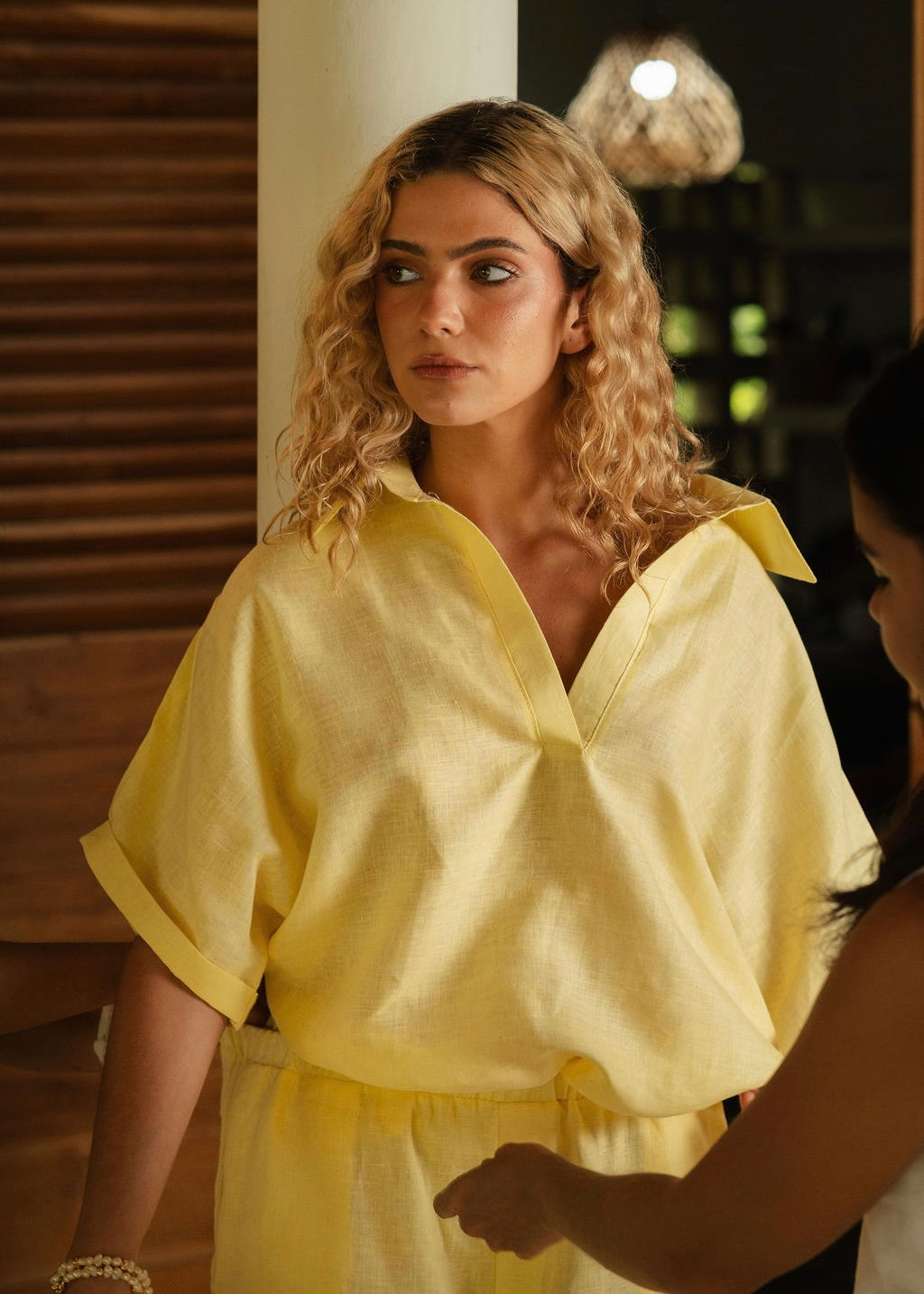 V NECK SHIRT - HAPPY YELLOW