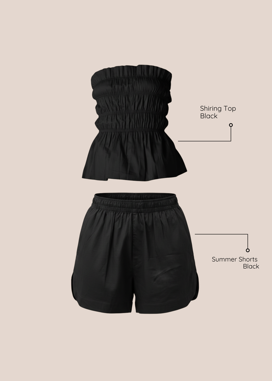 SHIRING SET COTTON  - BLACK