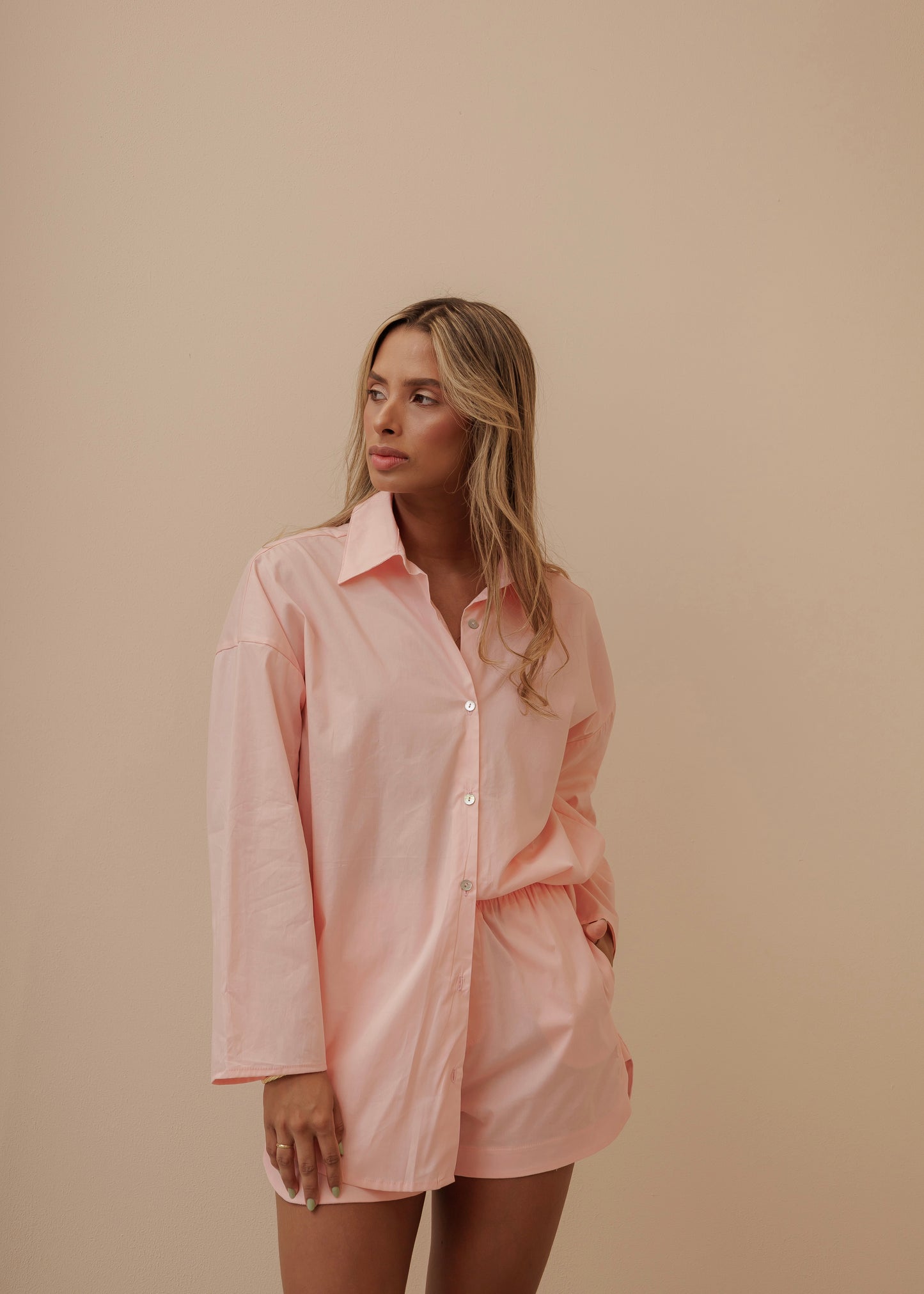 MOM'S OVERSIZED SHIRT - PALE ROSE