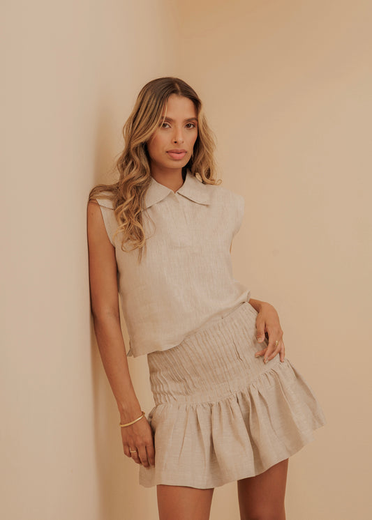 SLEEVELESS SHIRT - SAND