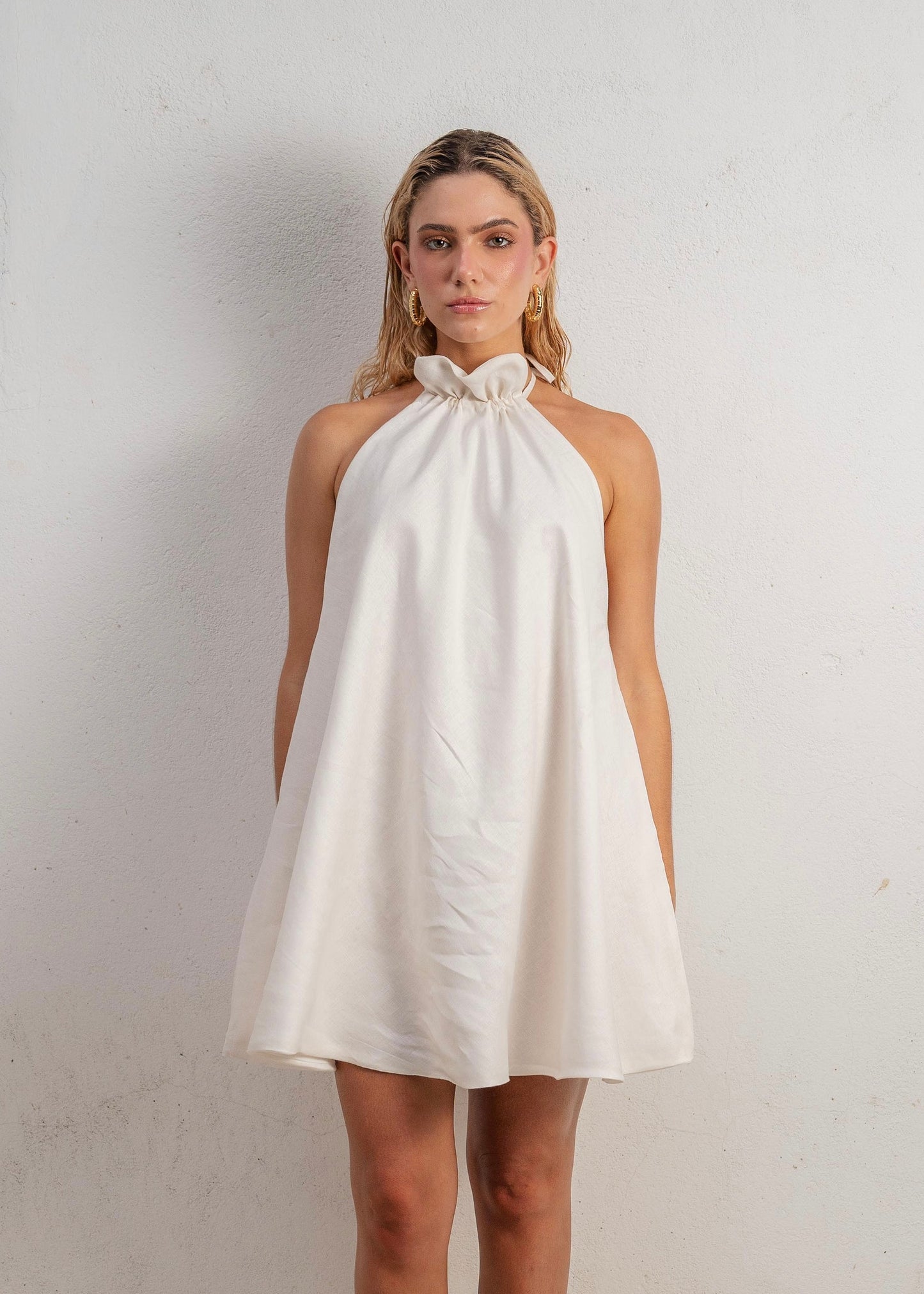 HALTER BACKLESS DRESS - COCONUT WHITE