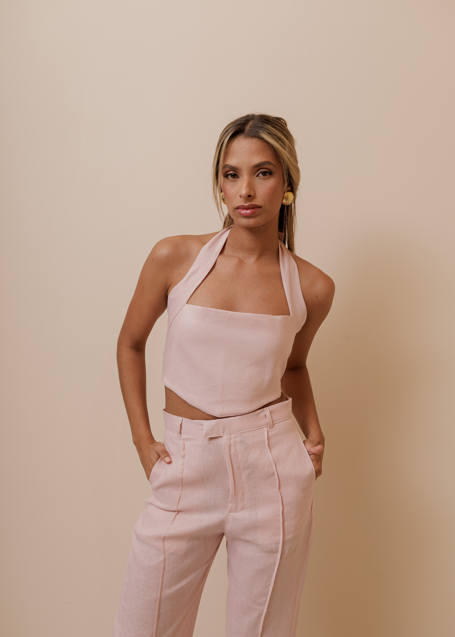 BACK BOW TOP - DUSTY ROSE