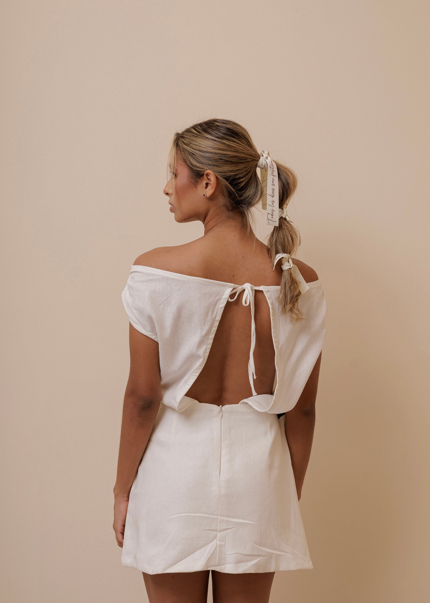 OFF SHOULDER DRESS - IVORY