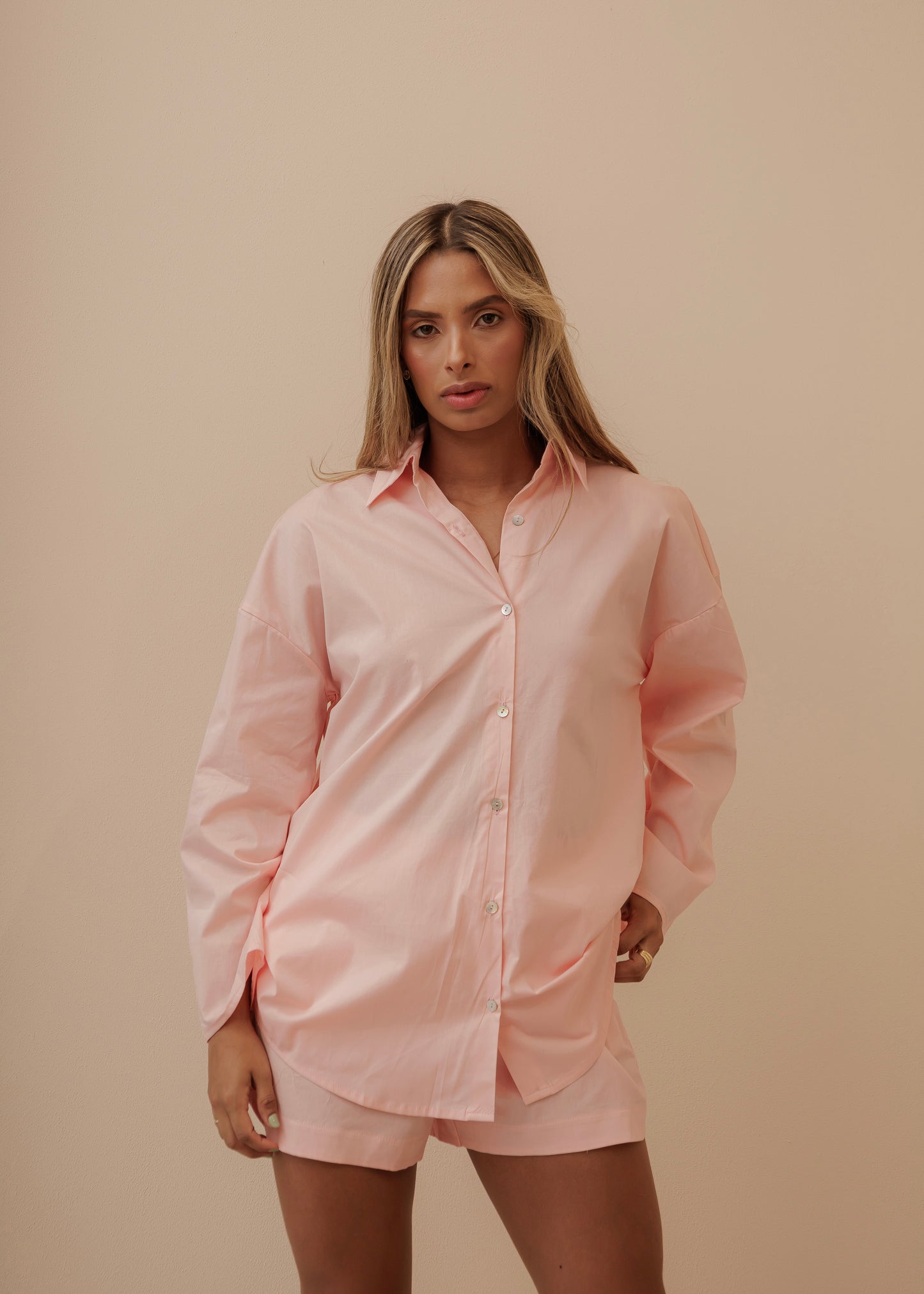 MOM'S OVERSIZED SHIRT - PALE ROSE