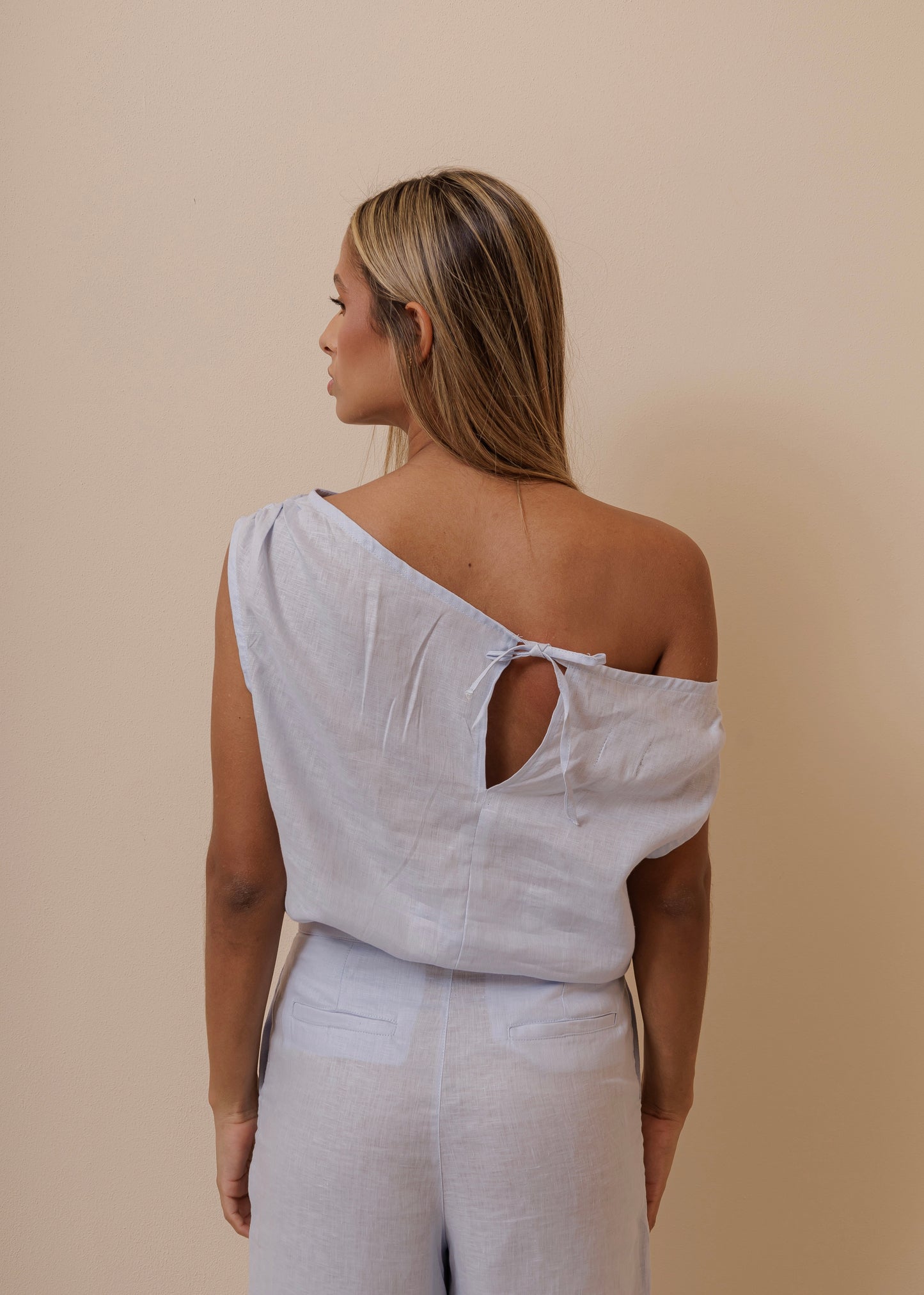 OFF SHOULDER TOP - BABY BLUE