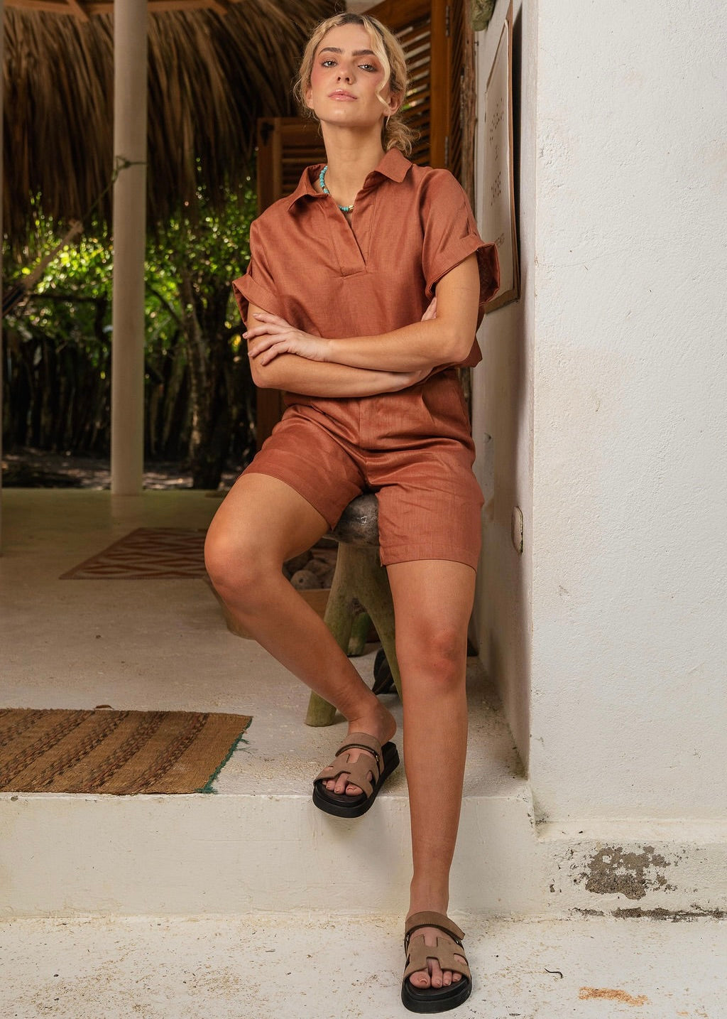 V NECK SET - ESPRESSO