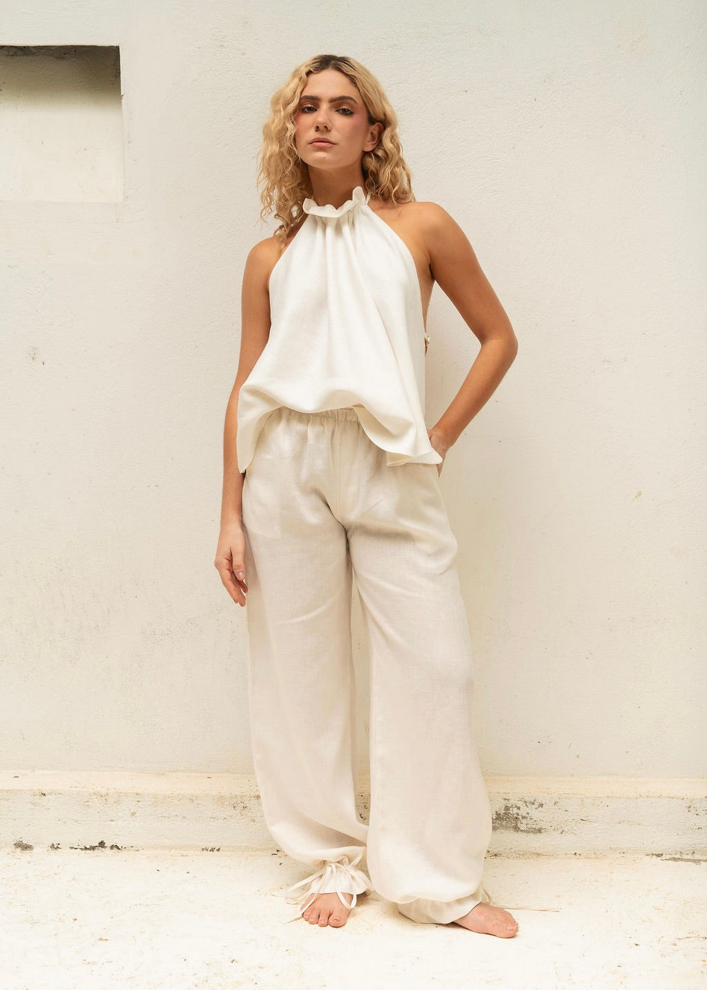 HALTER BACKLESS TOP - COCONUT WHITE