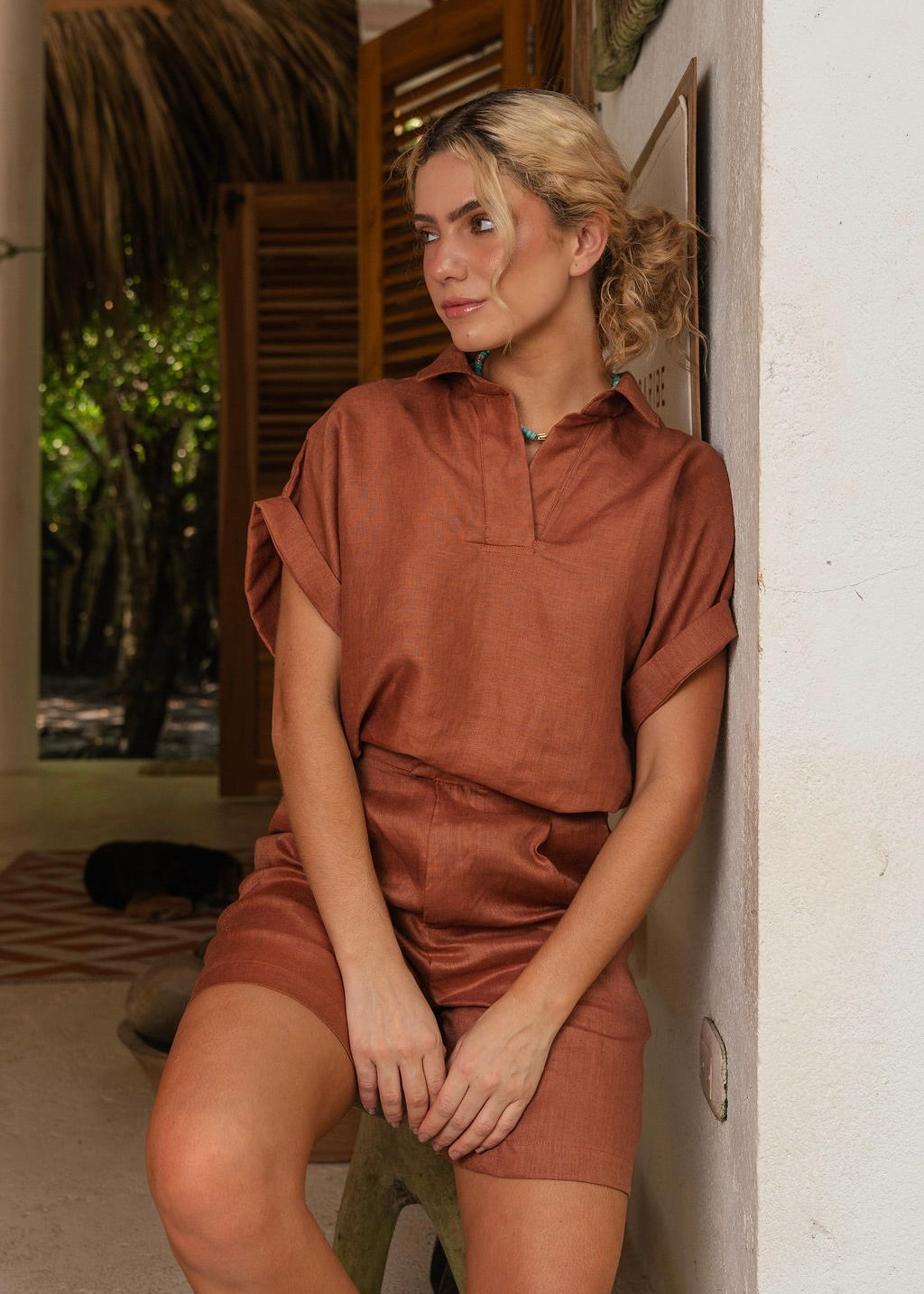 V NECK SET - ESPRESSO