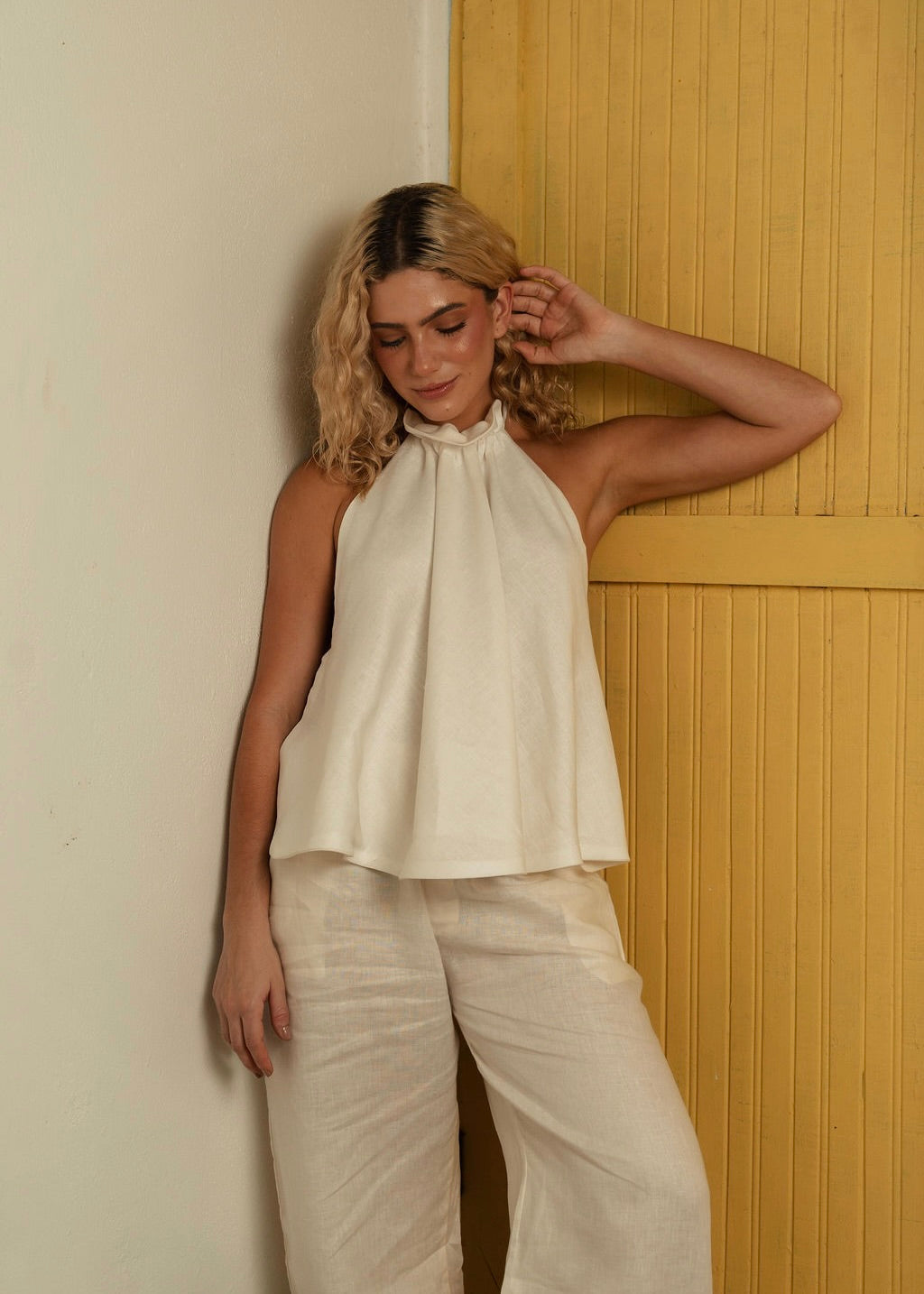 HALTER BACKLESS TOP - COCONUT WHITE