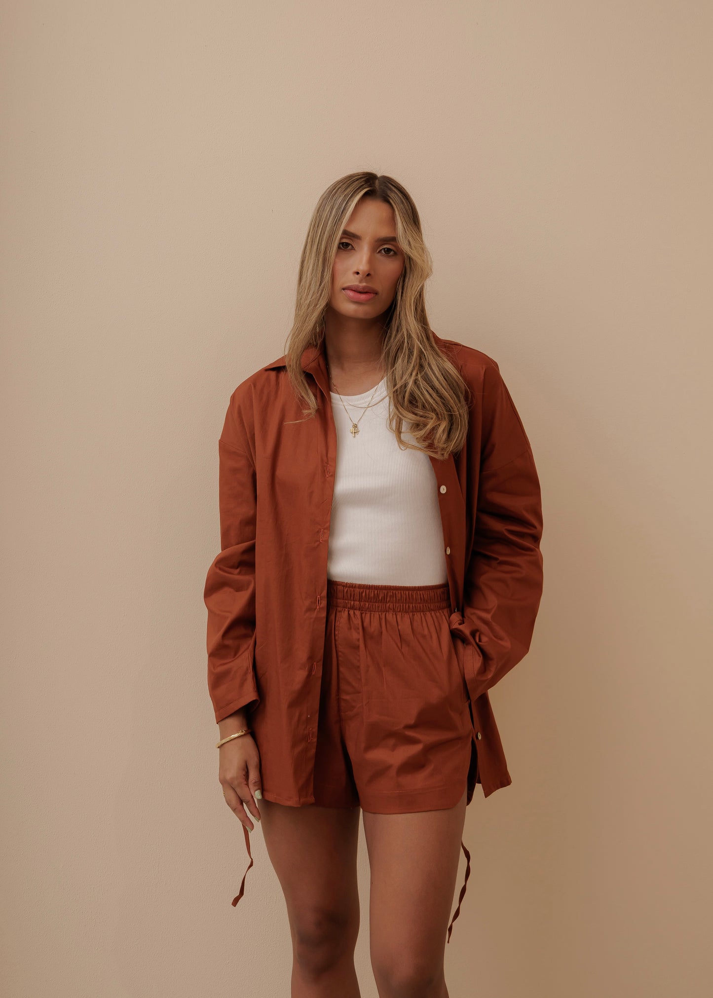 MOM'S OVERSIZED SHIRT - ESPRESSO