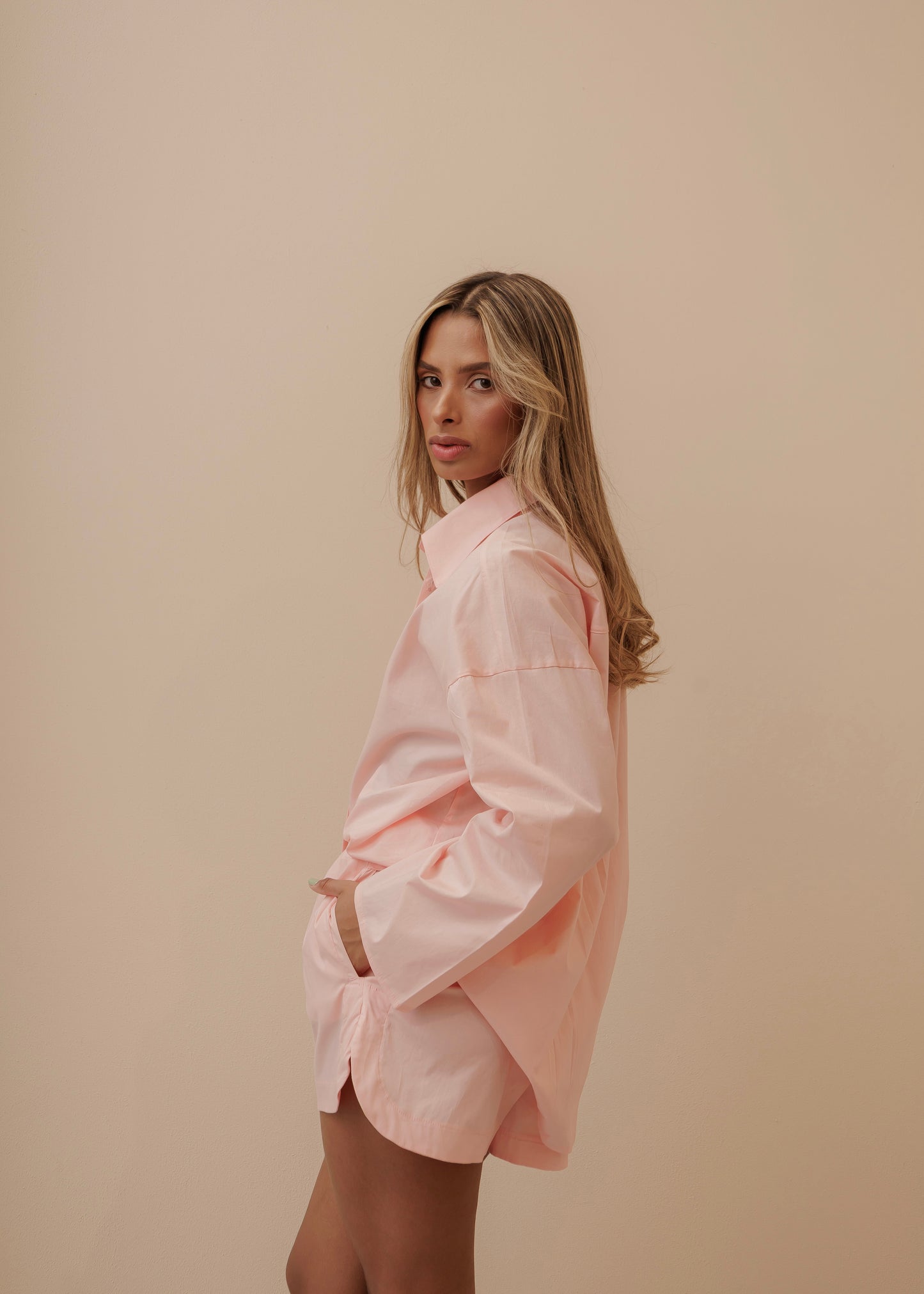 MOM'S OVERSIZED SHIRT - PALE ROSE