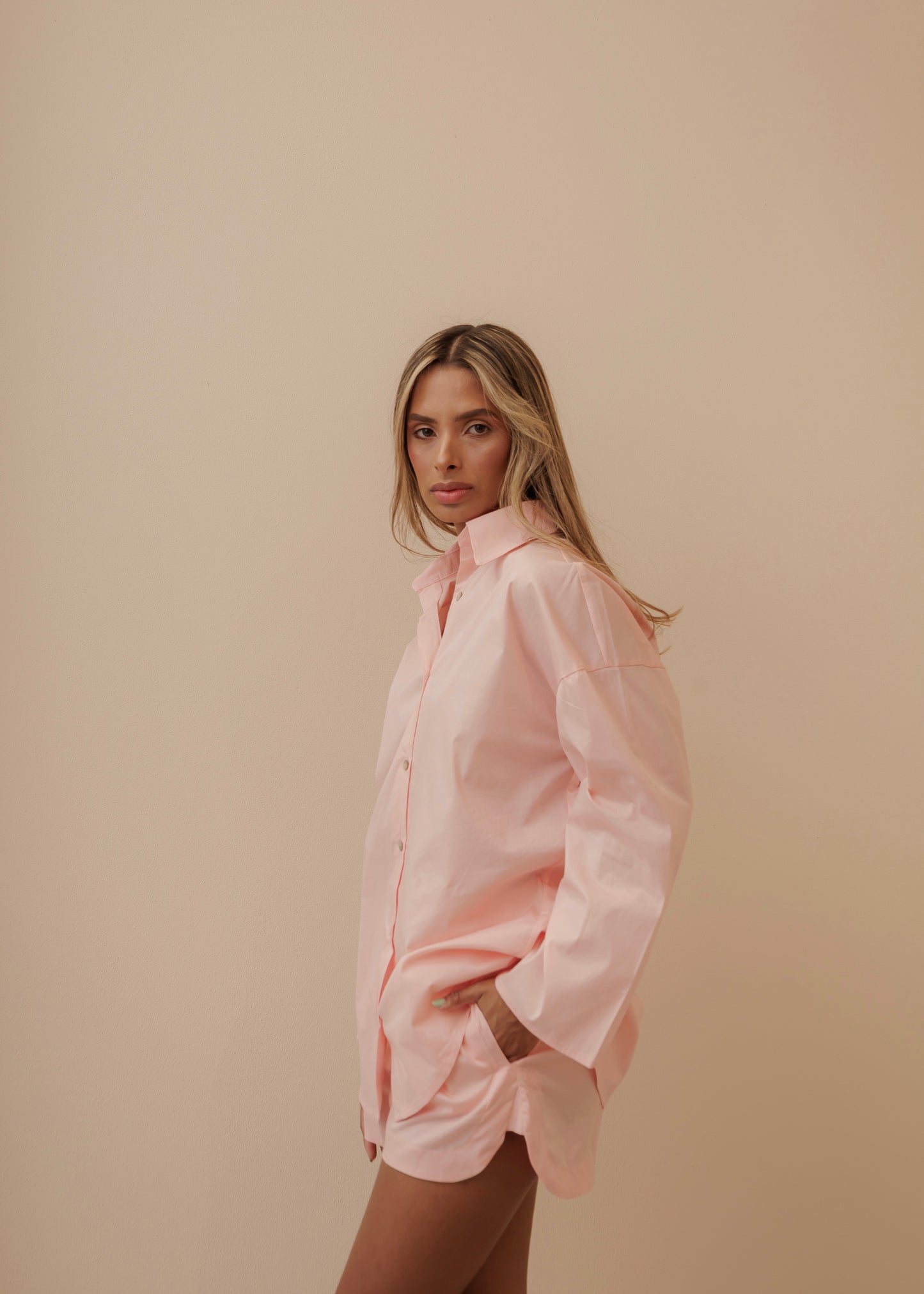 MOM'S OVERSIZED SHIRT - PALE ROSE