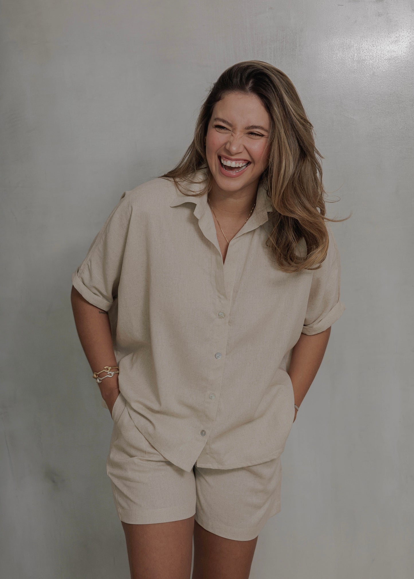 LINEN SHORT - NATURAL