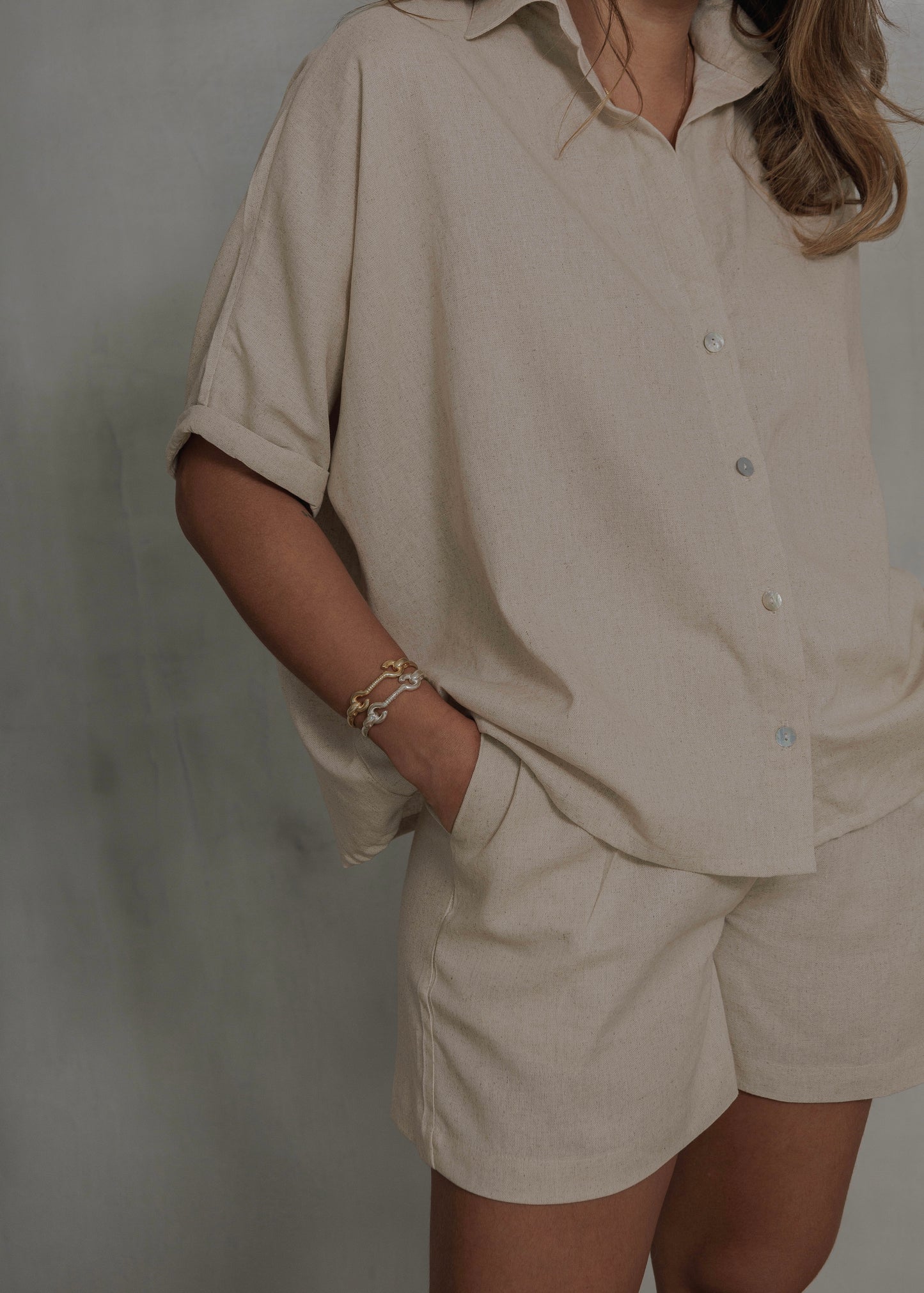 LINEN SHORT - NATURAL