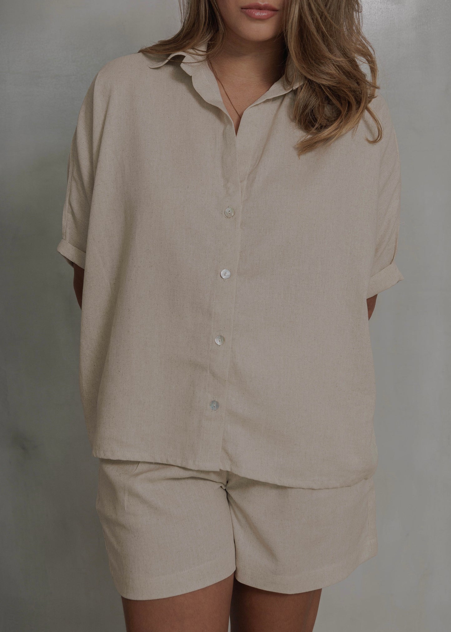 LINEN SHORT - NATURAL
