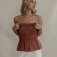 STRAPLESS SHIRING  TOP- ESPRESSO