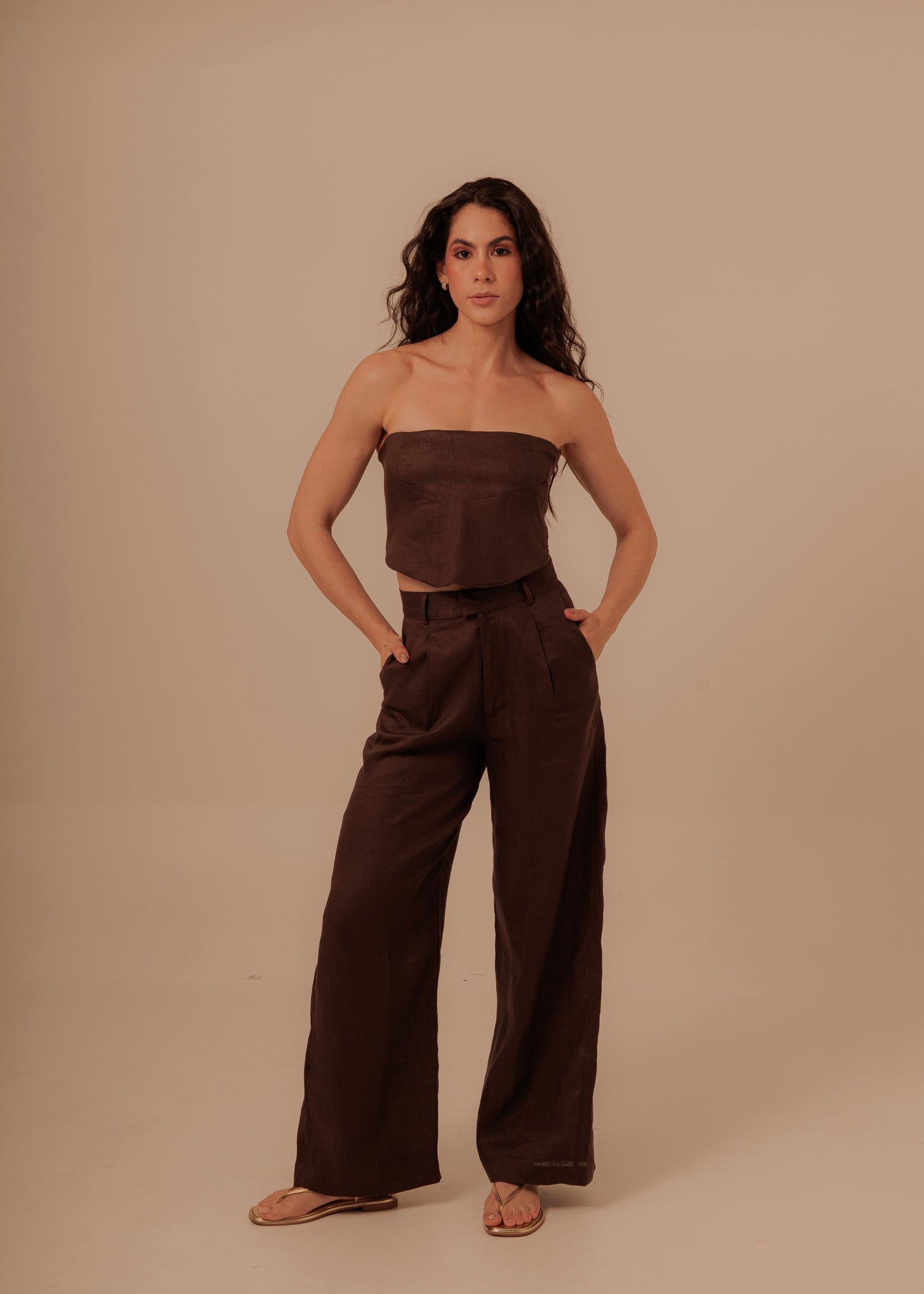 SUIT PANTS - DEEP BROWN