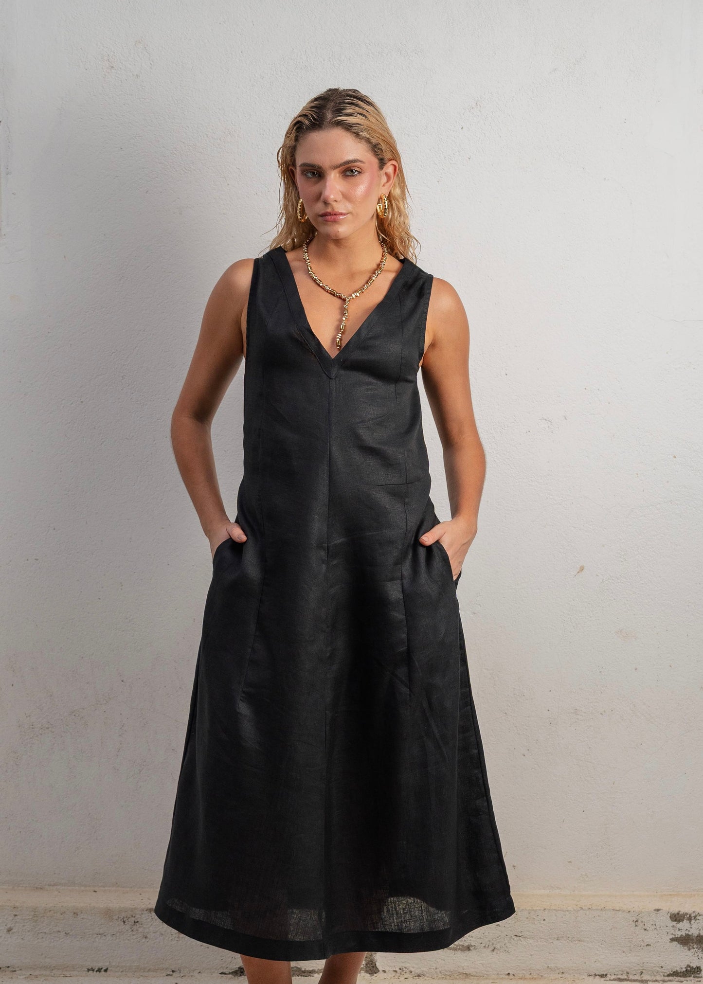 LUSH  LONG DRESS - BLACK