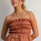 STRAPLESS SHIRING  TOP- ESPRESSO
