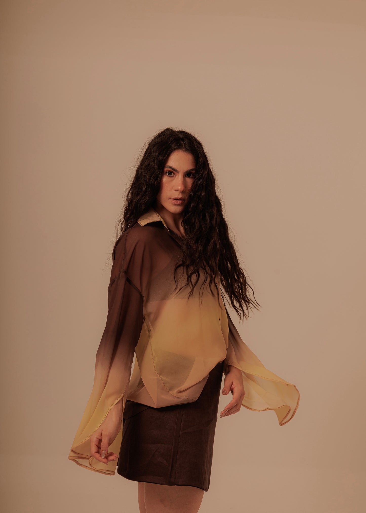 MINI SKIRT -DEEP BROWN