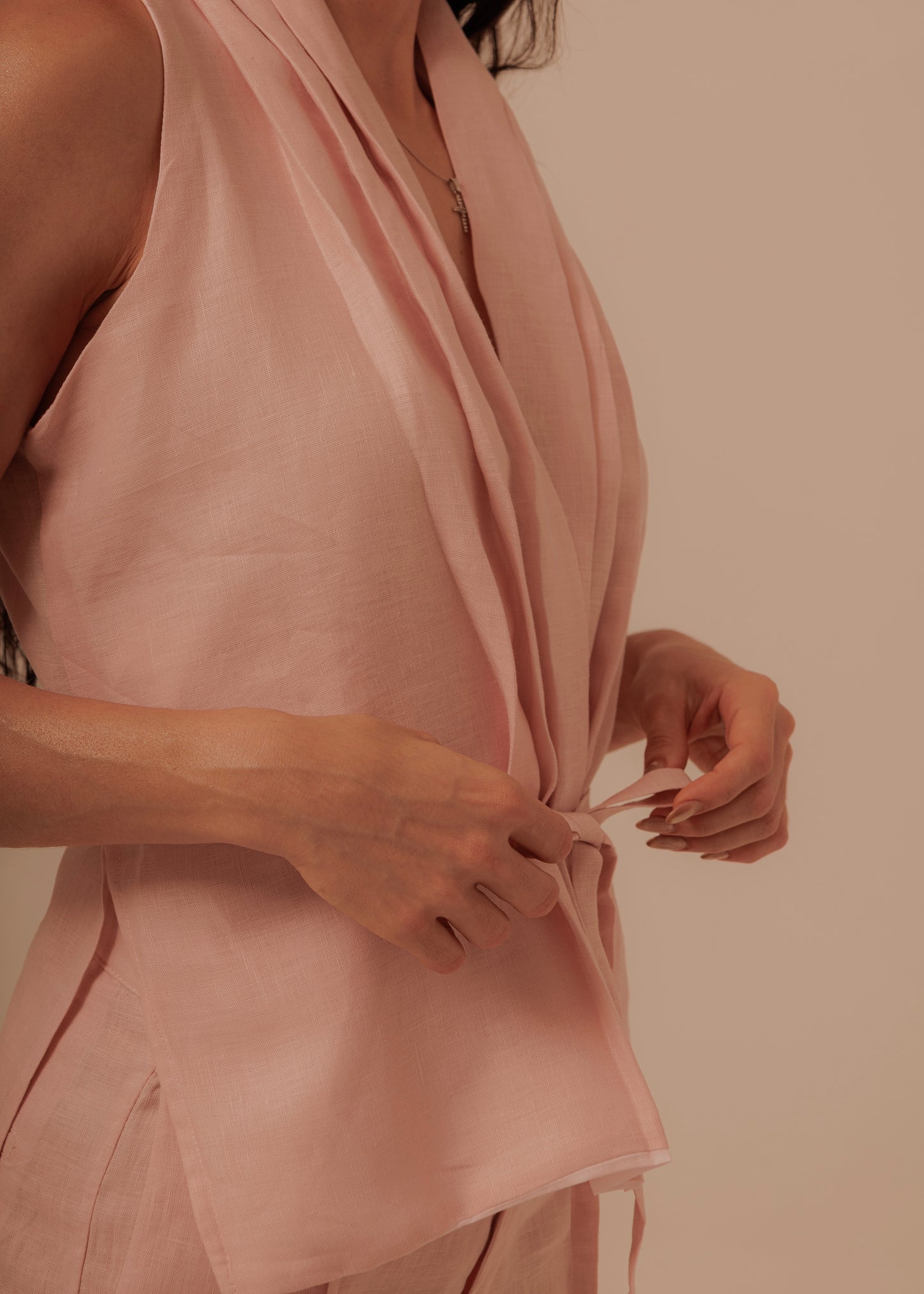 CROSSED VEST - DUSTY ROSE