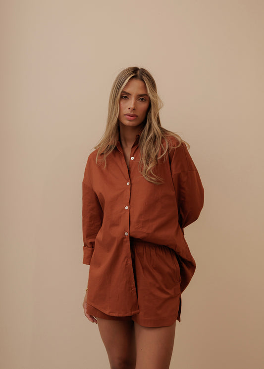 MOM'S OVERSIZED SHIRT - ESPRESSO