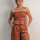 STRAPLESS SHIRING  TOP- ESPRESSO