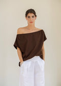 Off Shoulder T-Shirt - Deep Brown