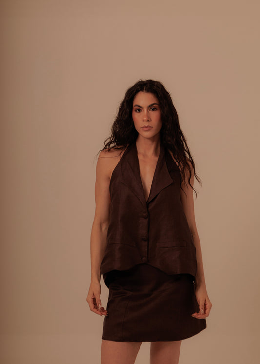 PARTY IN THE BACK VEST - DEEP BROWN