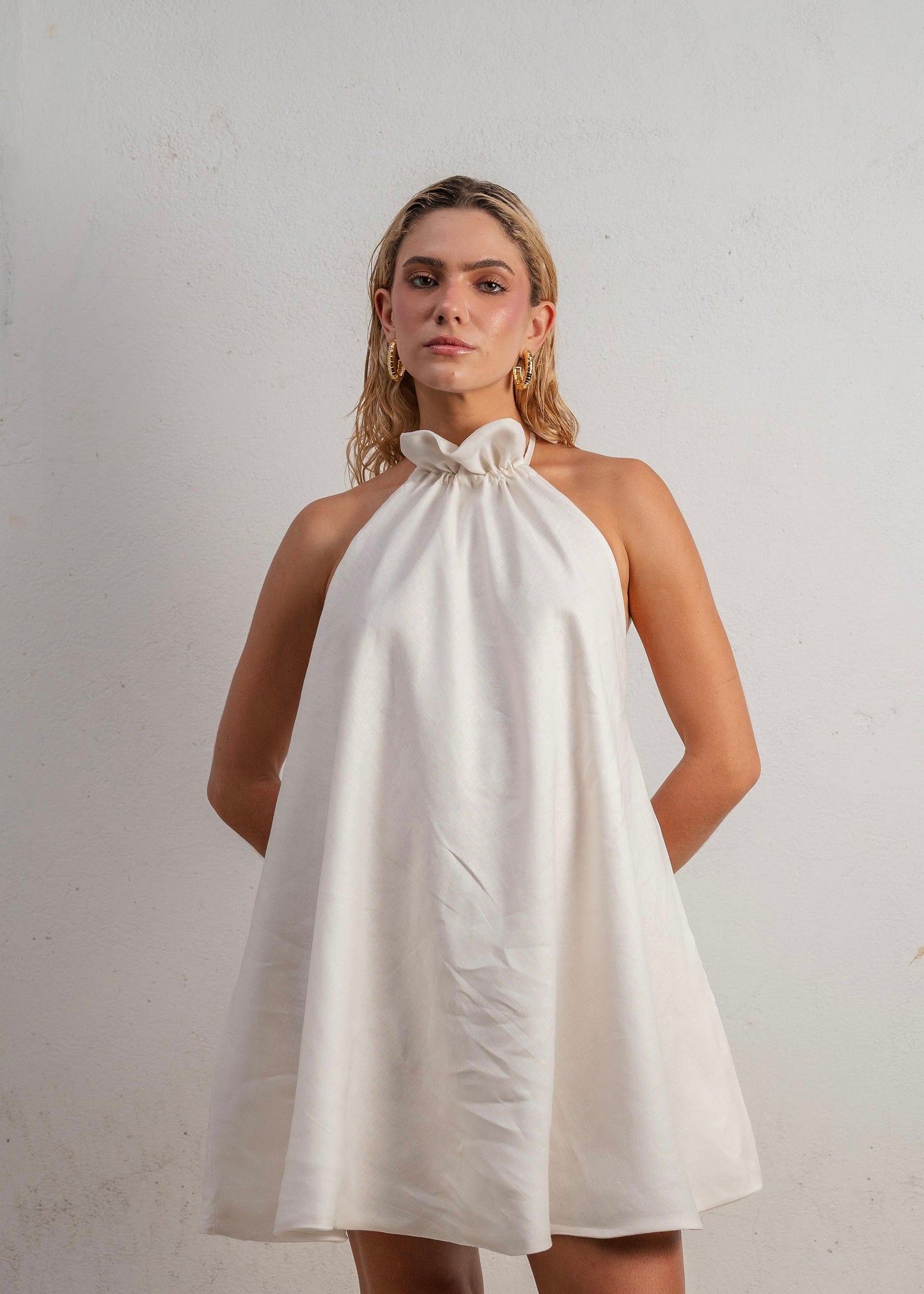 HALTER BACKLESS DRESS - COCONUT WHITE
