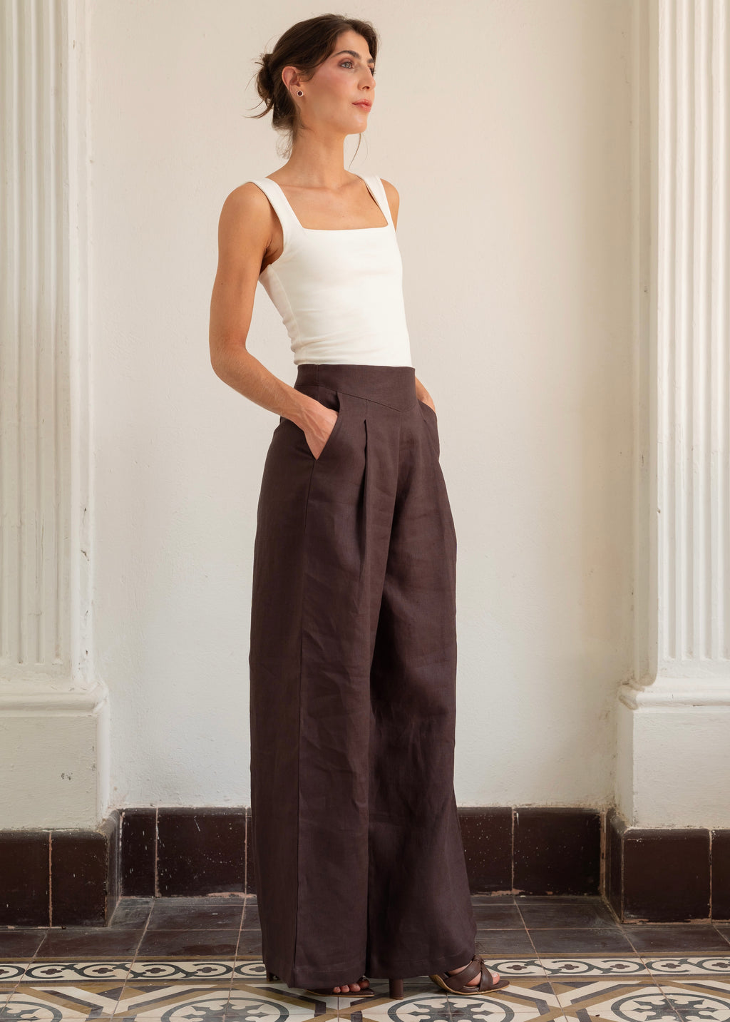Wide Leg Pants - Deep Brown