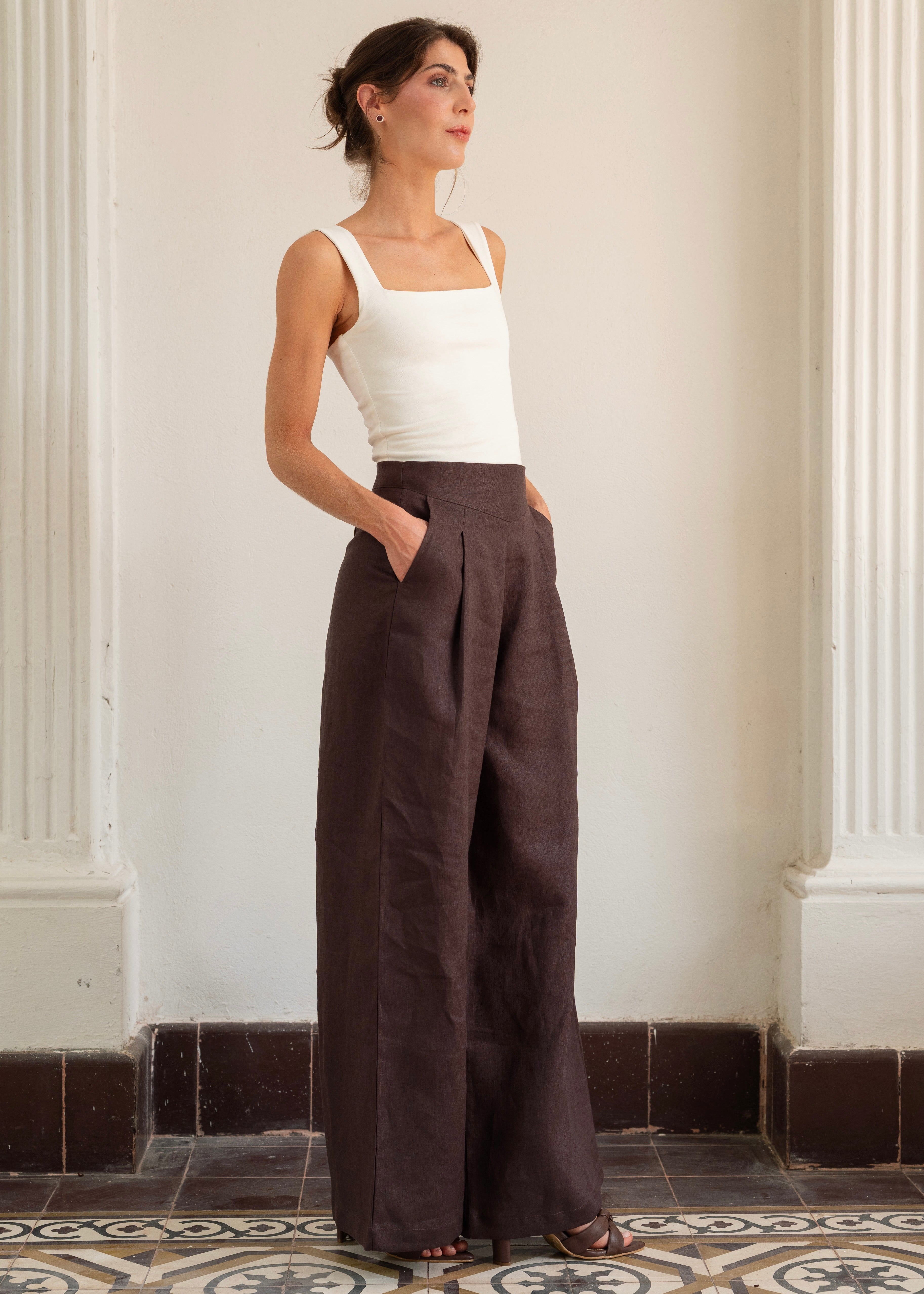 Wide Leg Pants - Deep Brown