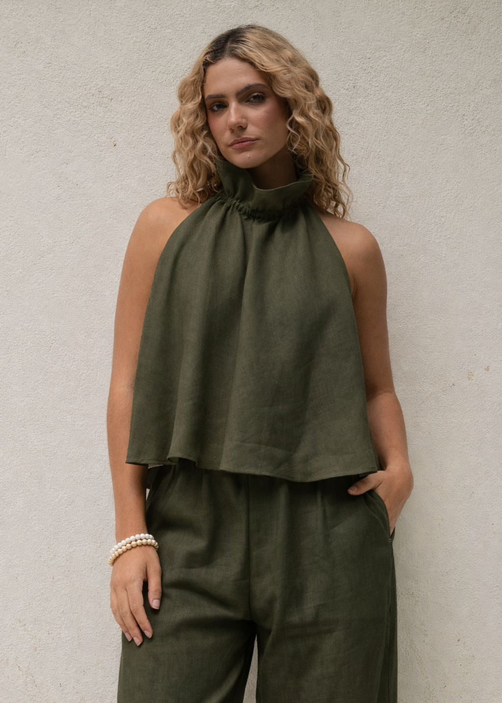 Halter Backless Top - Palm Green
