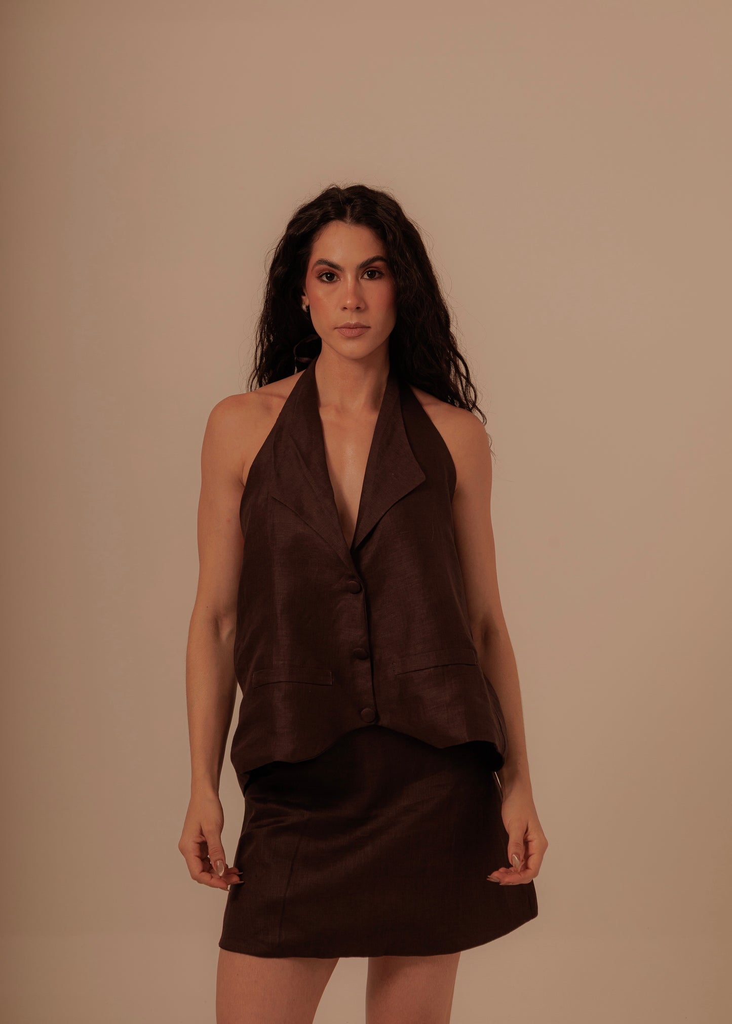 PARTY IN THE BACK VEST - DEEP BROWN