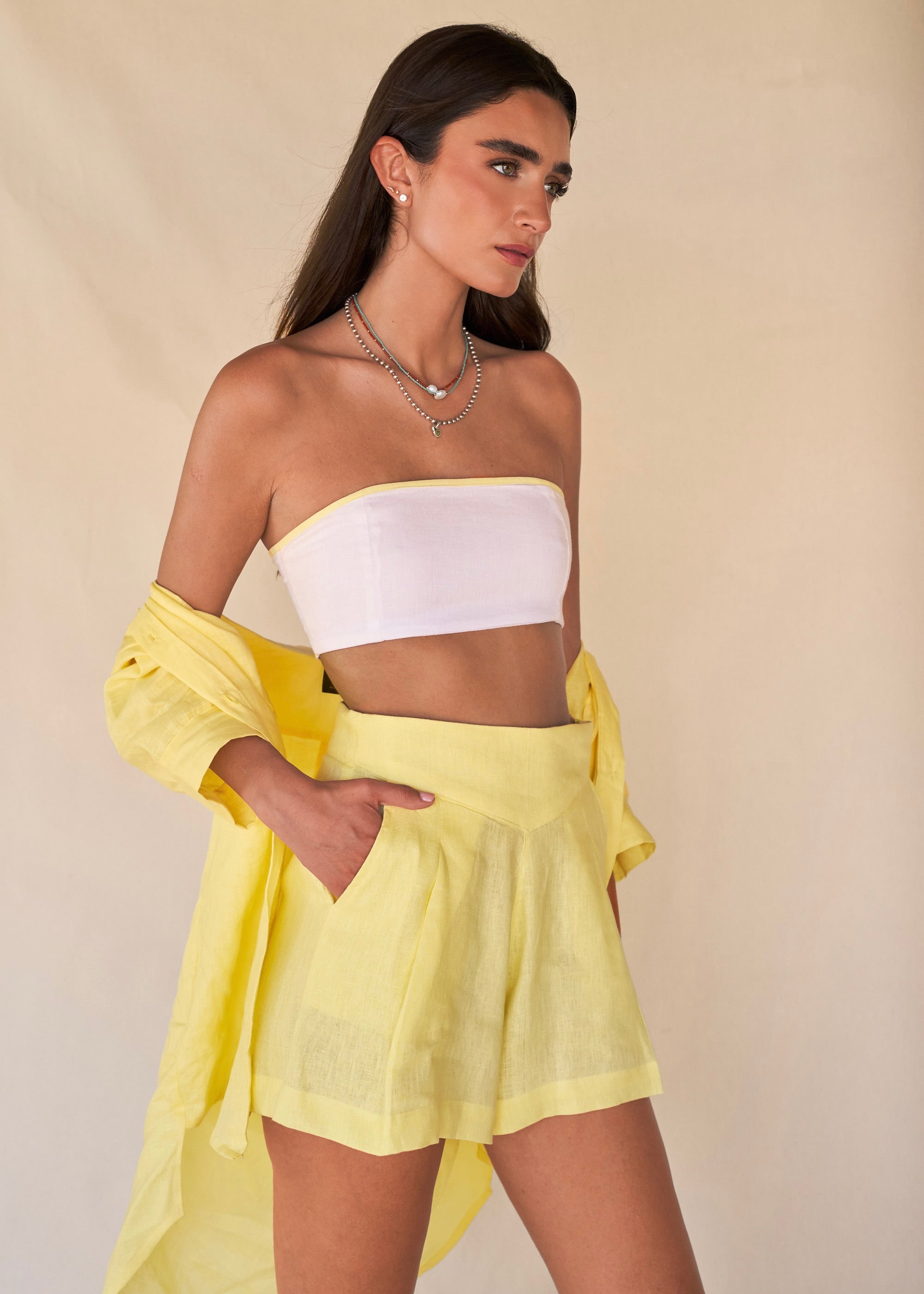 Wide Leg Shorts  - Happy Yellow