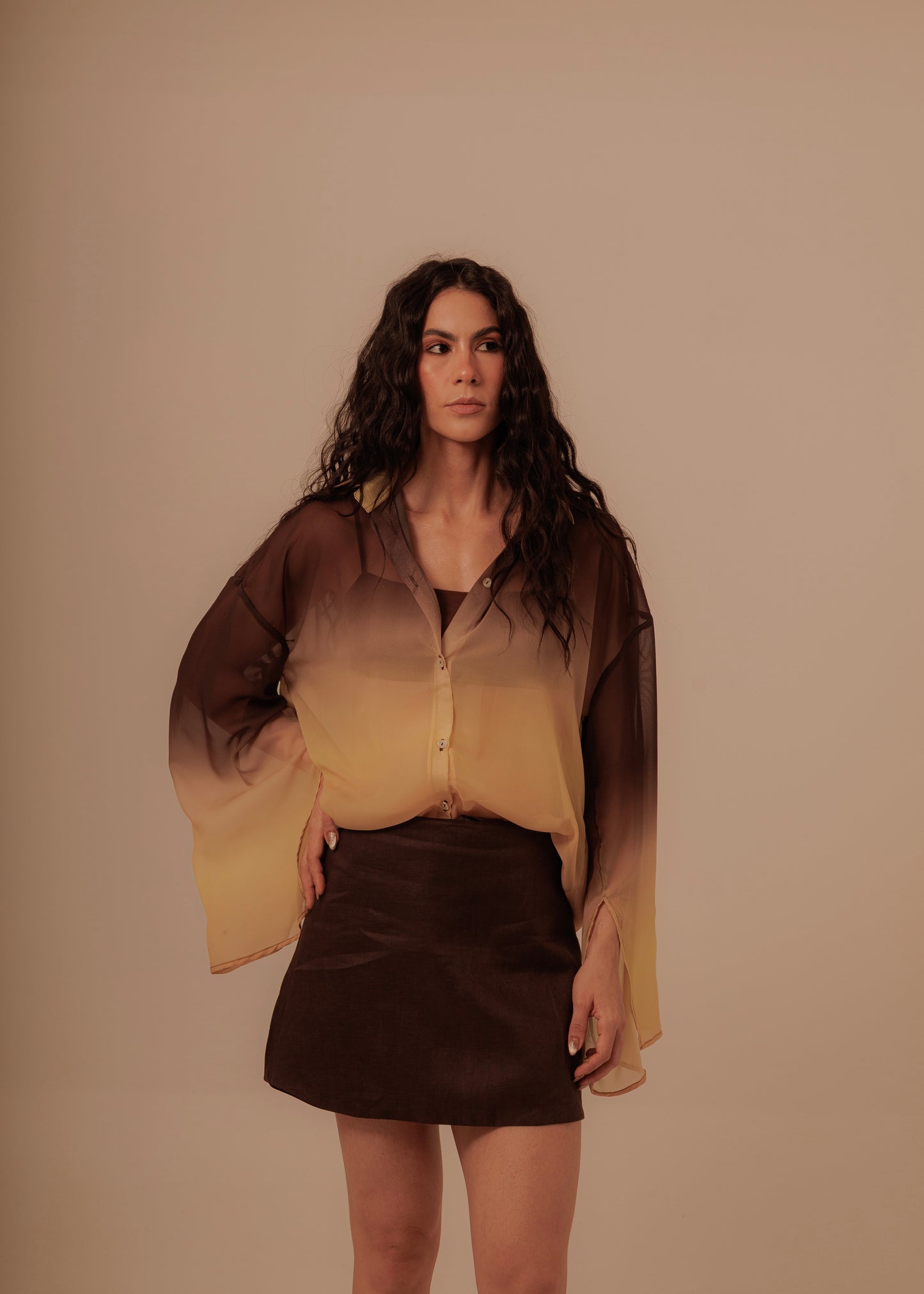 MINI SKIRT -DEEP BROWN