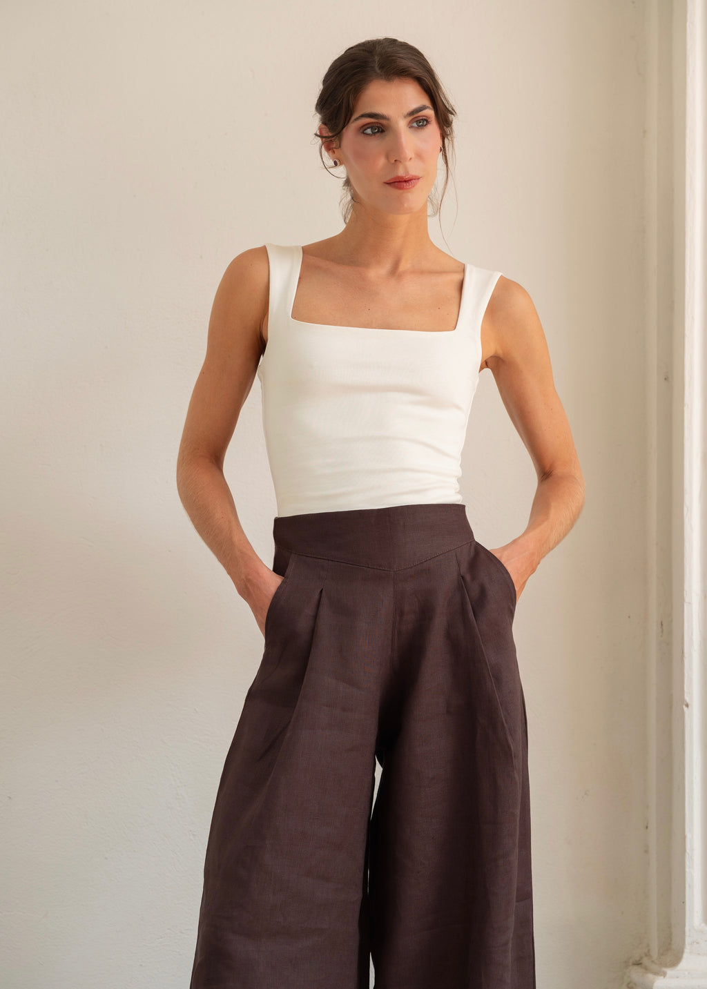 Wide Leg Pants - Deep Brown