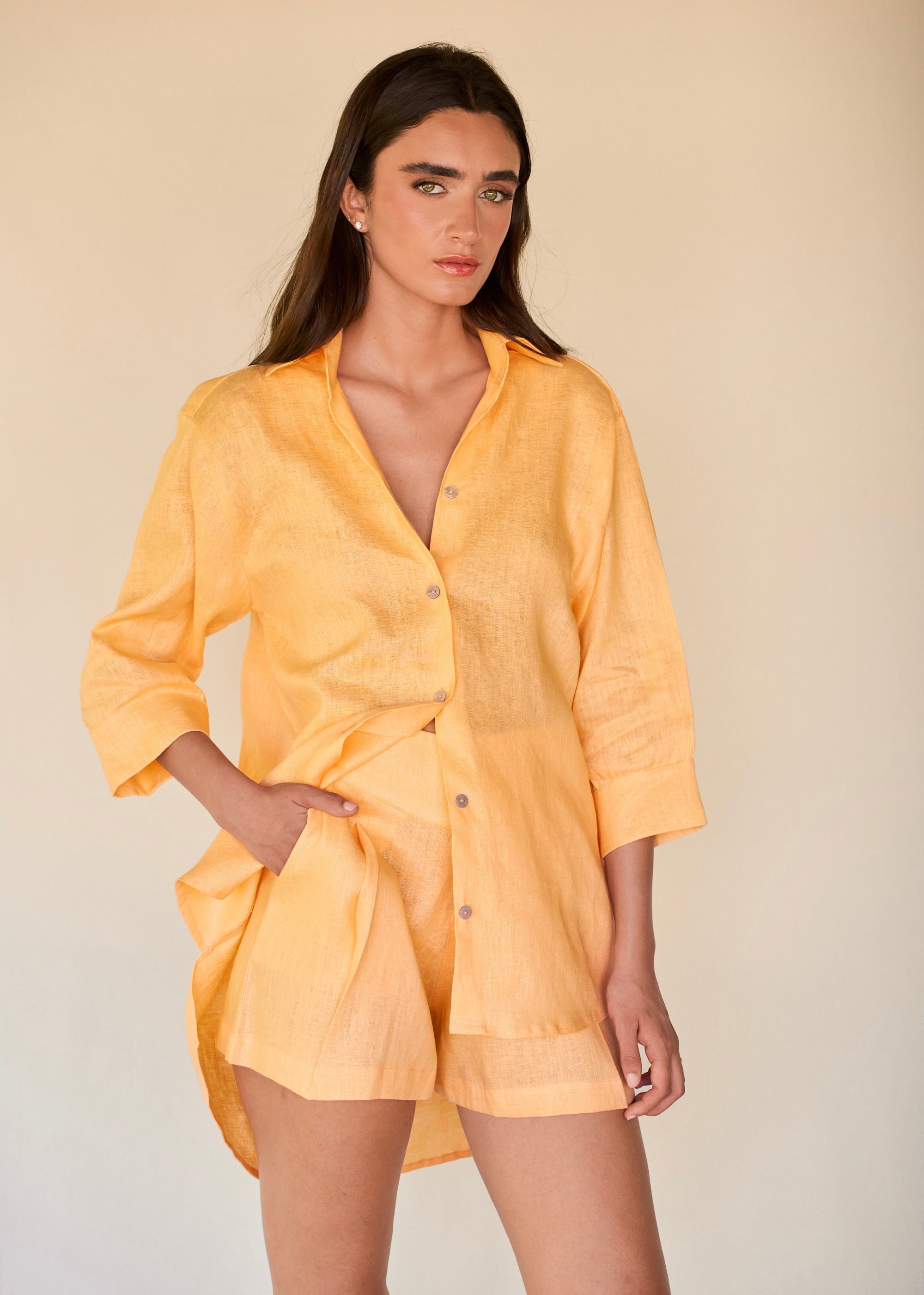 Wide Leg Shorts  - Soft Tangerine