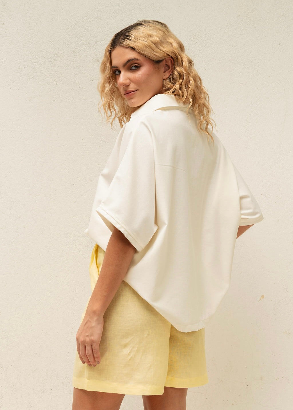 V NECK SHIRT - IVORY