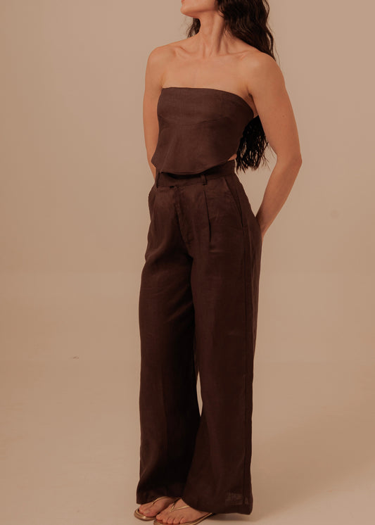 SUIT PANTS - DEEP BROWN