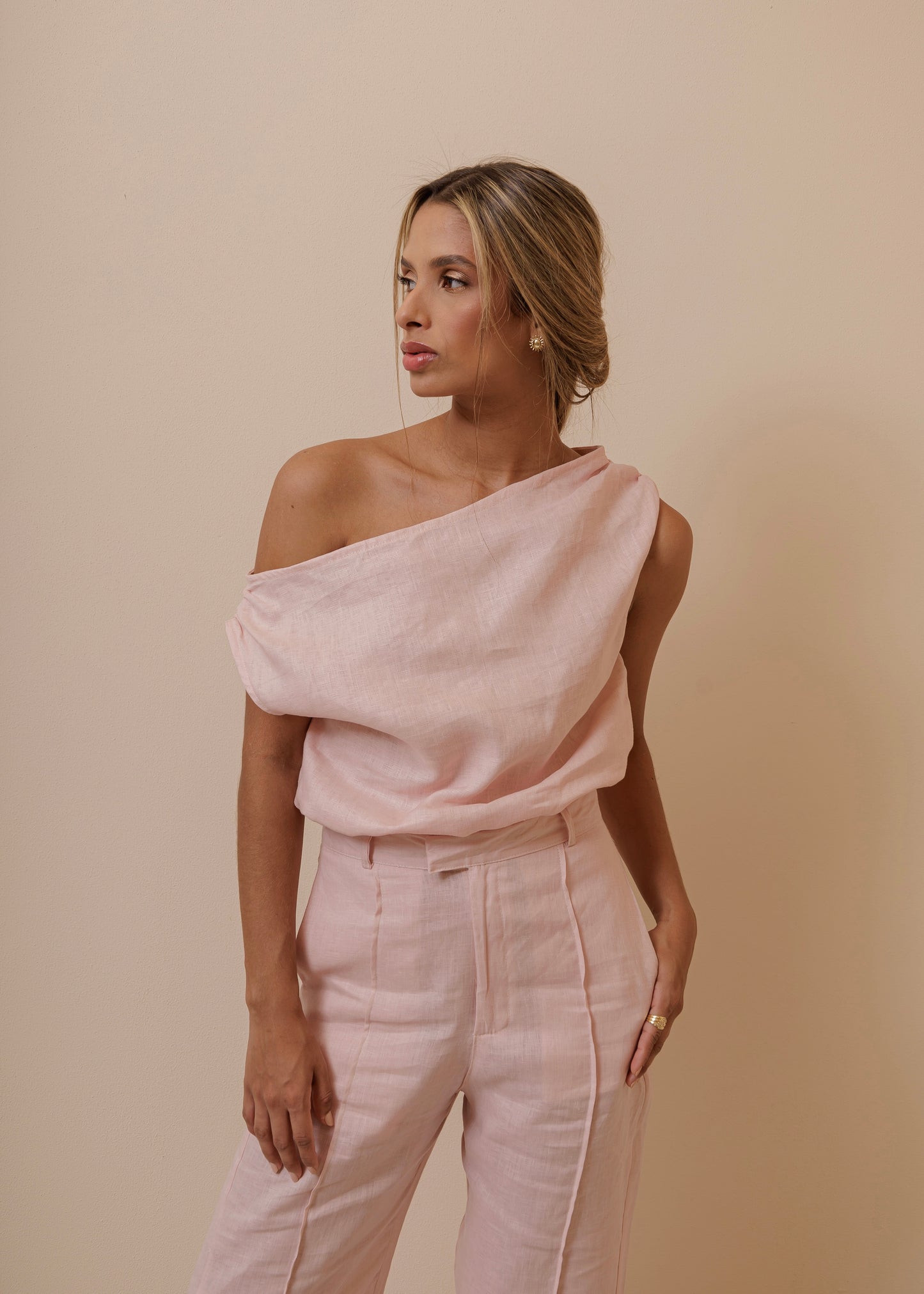 OFF SHOULDER TOP- DUSTY ROSE