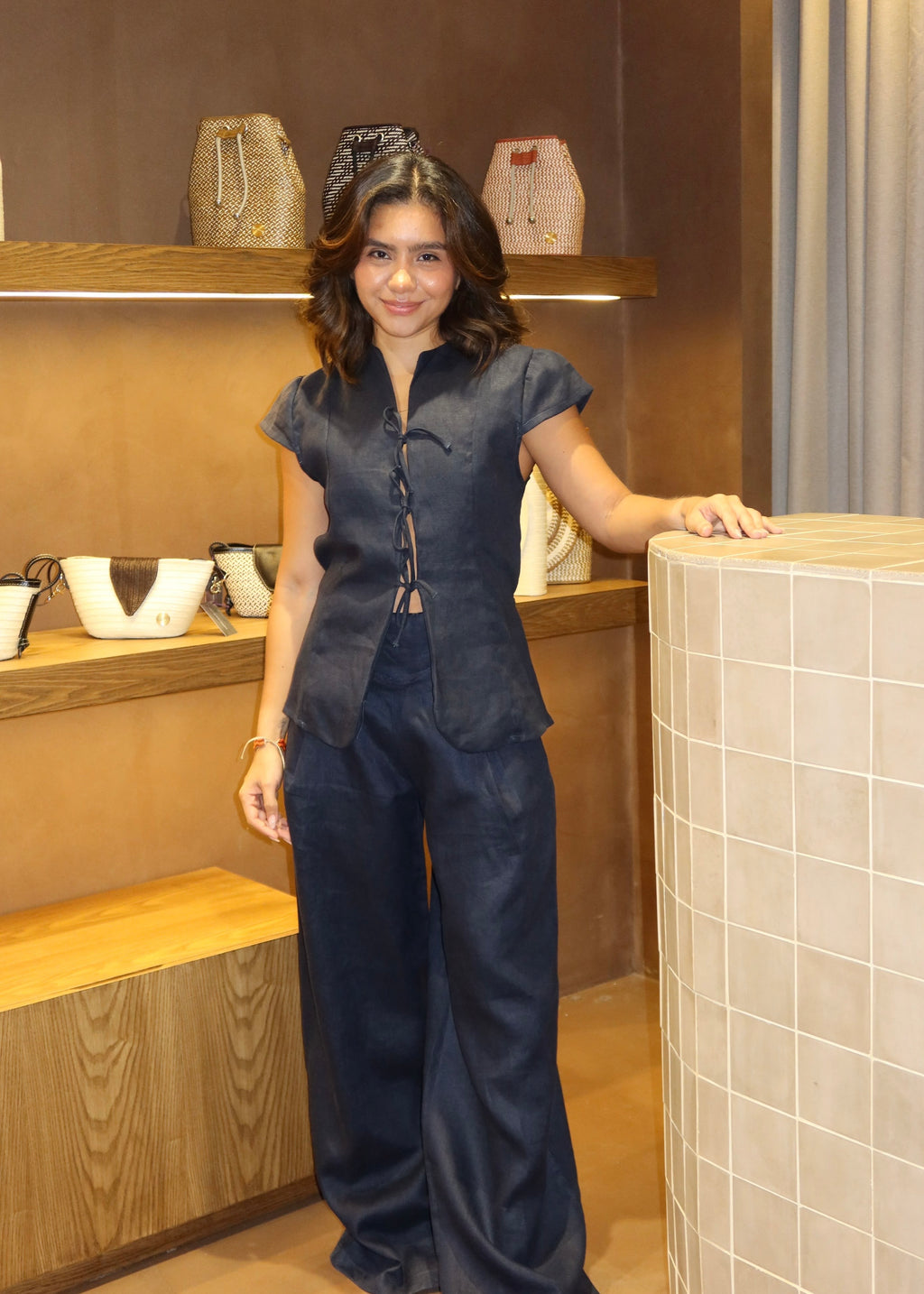 Wide Leg Pants - Midnight Blue