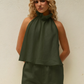 HALTER BACKLESS TOP - PALM GREEN