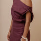 OFF SHOULDER DRESS- BURGUNDY