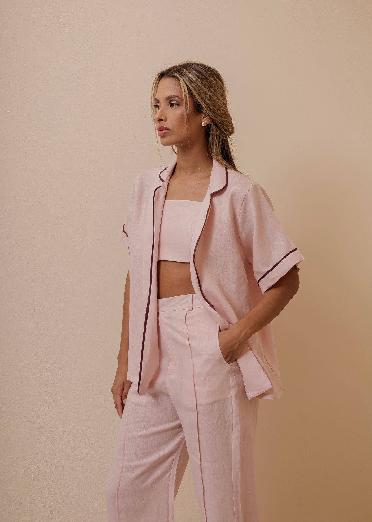 LINEN SHIRT - DUSTY ROSE