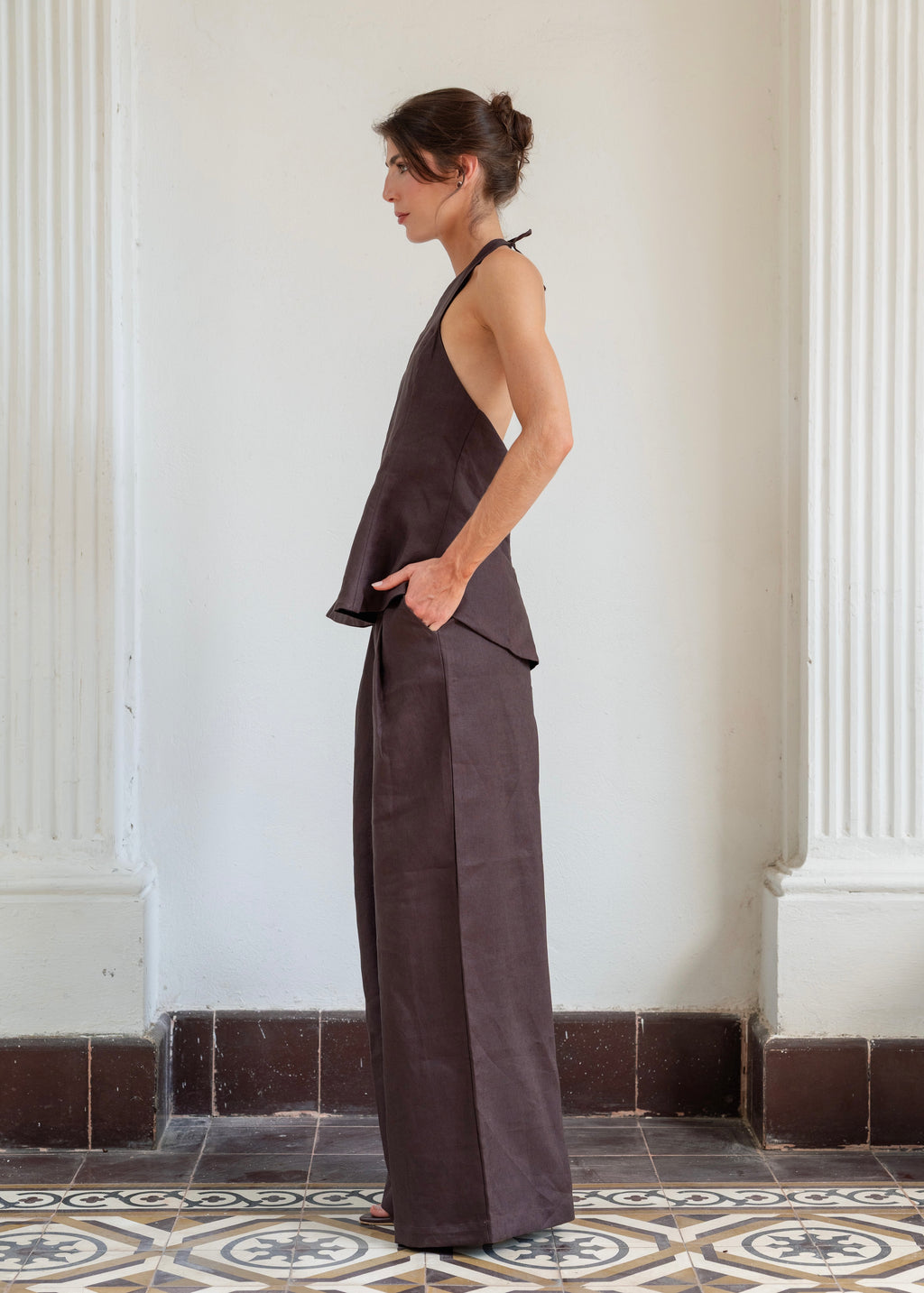 Wide Leg Pants - Deep Brown