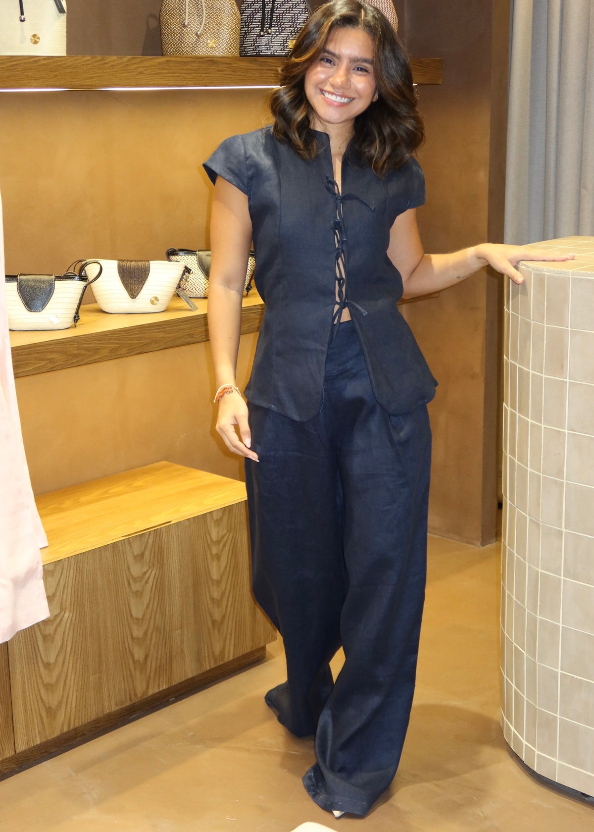 Wide Leg Pants - Midnight Blue
